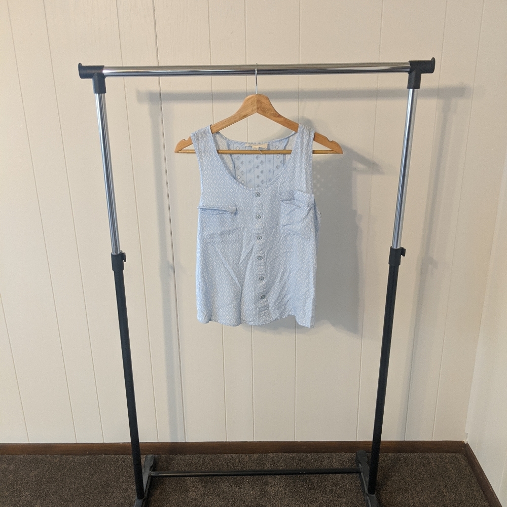 Light Blue Detail Tank Top with Buttons